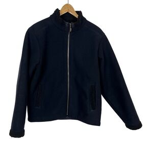 Kavu Black Sherpa Lined Fleece Jacket Full Zip Medium Warm Cozy Outerwear